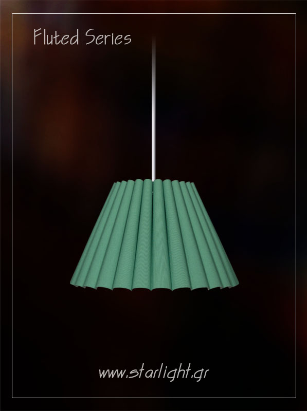 Pendant fluted lampshade in green.
