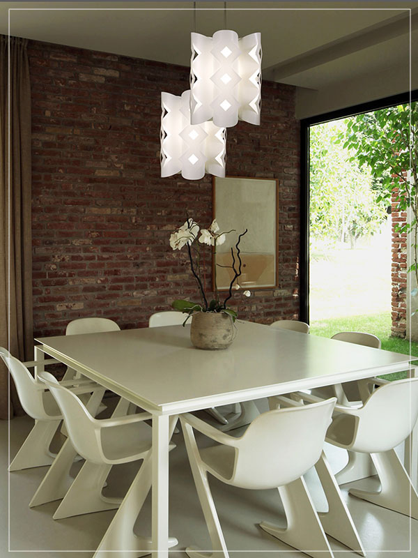 Pendant Lamp Shade Domus in White in a Dining Room.