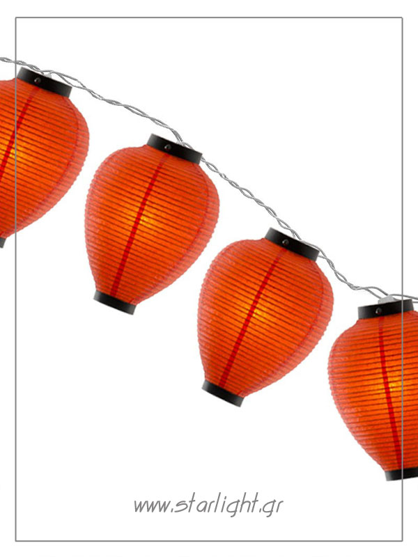 Garland with monochrome lanterns.