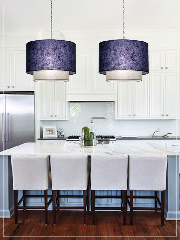 Pendant lampshades Twin in a kitchen.