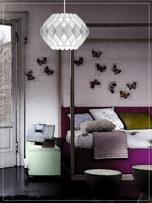 Pendant Modular Lamp Shade Nova in a Young Bedroom.