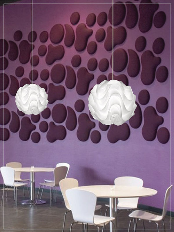 Contemporary Light Fixture Wave in White in a Cafeteria.