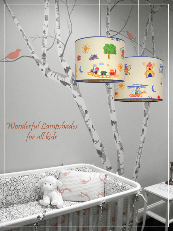 Pendant Children's Lampshades Countryside Cartoon in a nursery.