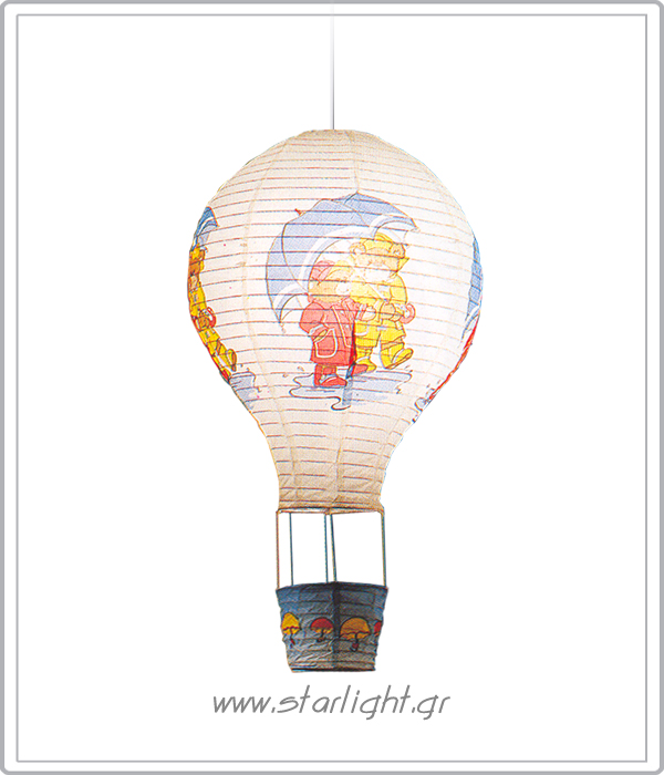 Κρεμαστό παιδικό φωτιστικό σε σχήμα αερόστατο με cartoon.