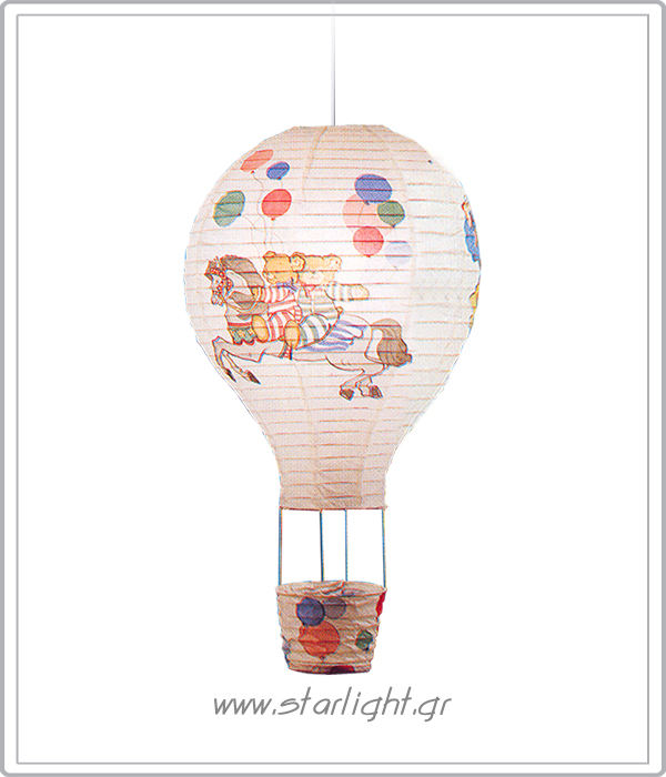Κρεμαστό παιδικό φωτιστικό σε σχήμα αερόστατο με cartoon.